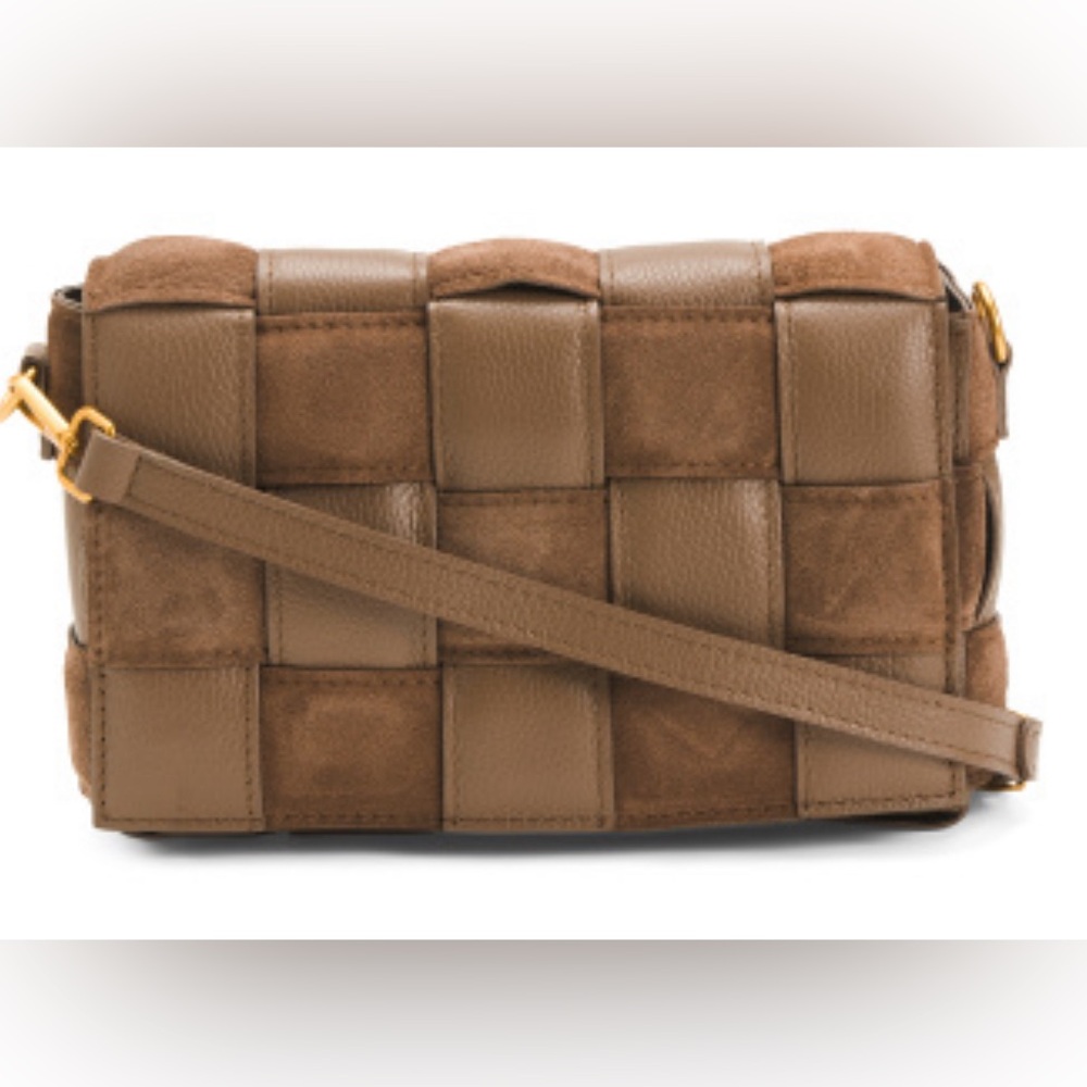 VIOLA CASTELLANI Fango brown Suede Cassette Crossbody Made In Italy - Picture 4 of 7